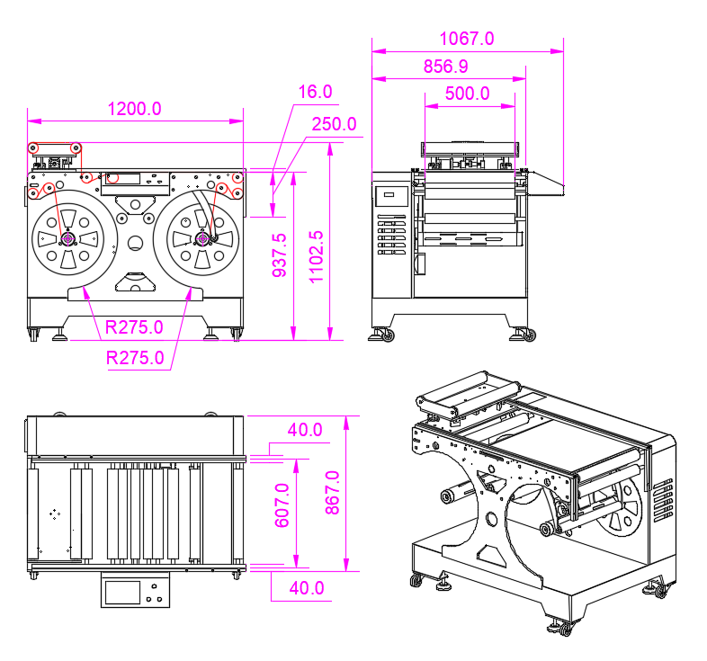 rewinder, rewinding machine, rewinding system, roll to roll material rewinder, roll to roll material rewinding machine, rewinding machine with TTO printer, rewinding machine with UV inkjet printer, rewinding machine with TIJ/CIJ printer 